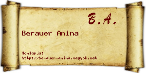 Berauer Anina névjegykártya
